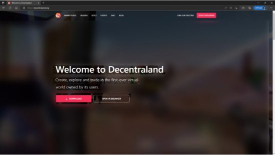 Decentraland Top Page